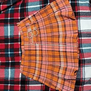 Sugar Thrillz Orange Plaid Skirt
